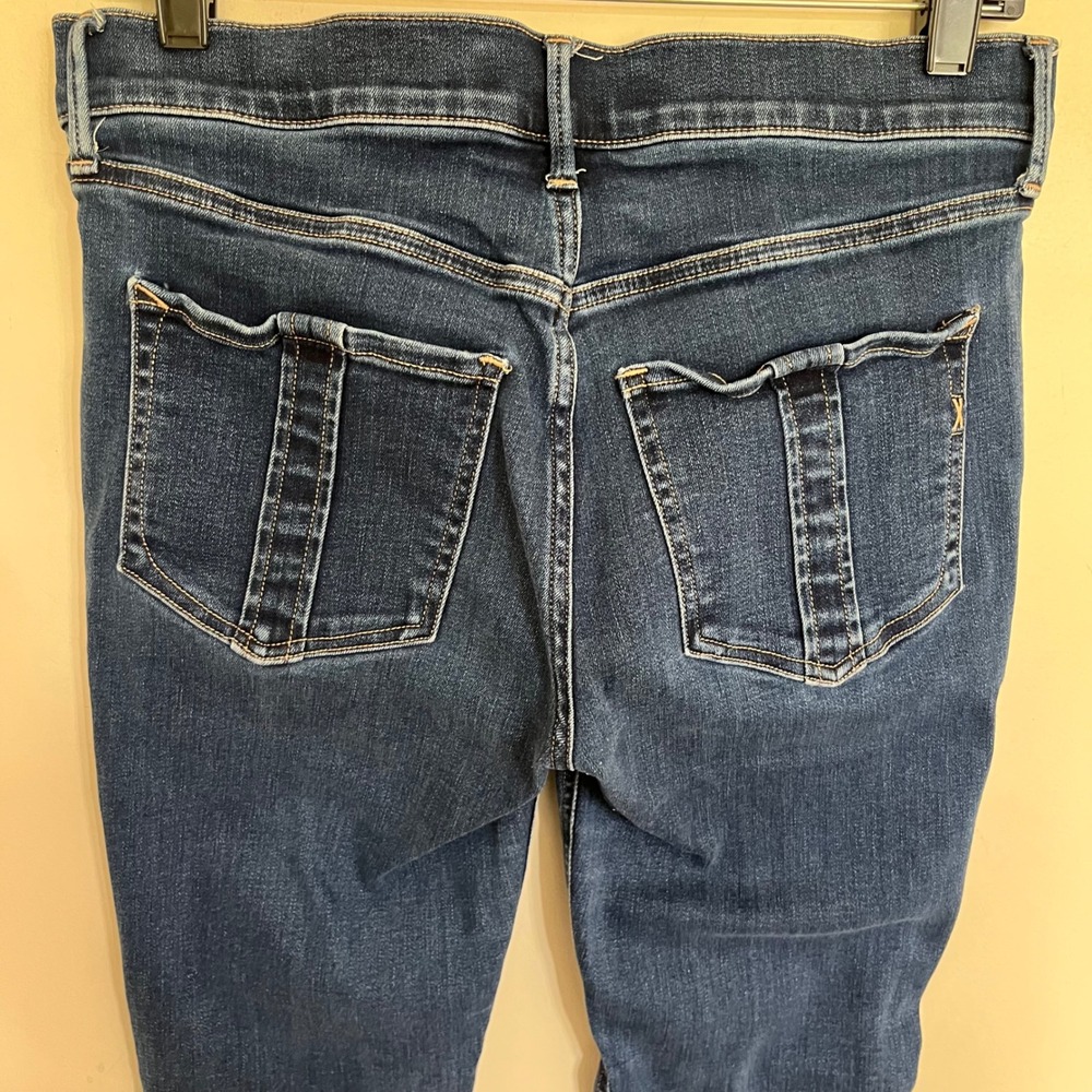 Express Denim Perfect Ankle Legging Jeans Mid Rise Dark Wash Blue Size 8R Seamed - Picture 11 of 12